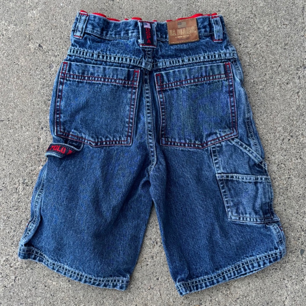 U.S. Polo Assn Medium Wash Faded Carpenter Jort Shorts Boys Kids Size 7